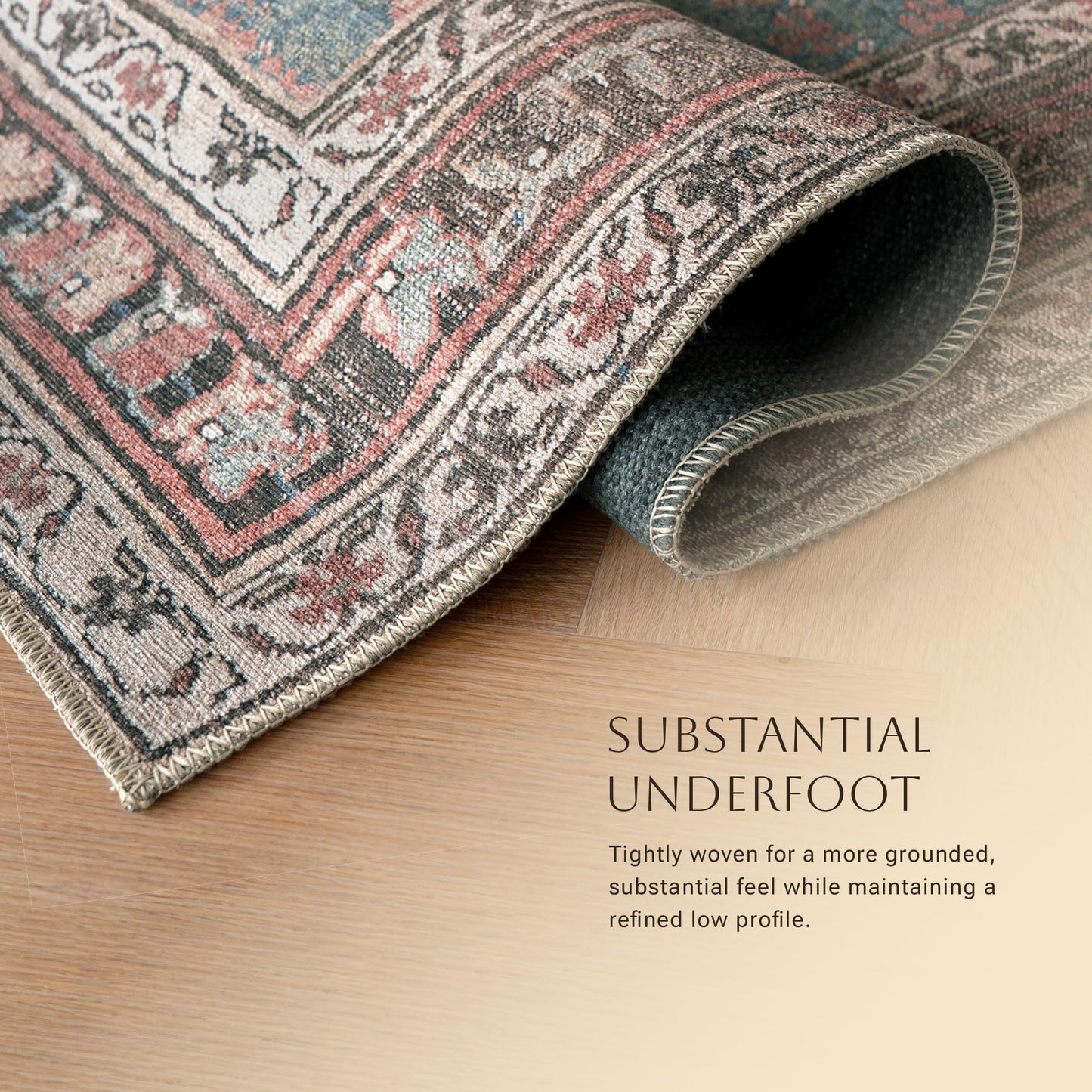 KNOTTING MATTERS Knot Again 4’ x 6’ Area Rug – Clay & Mineral Blue Heritage Flatweave, Low-Pile – Easy Clean Accent Rug – Perfect for Entryway, Hallway, Kitchen, Bedroom – Pet & Kid Friendly
