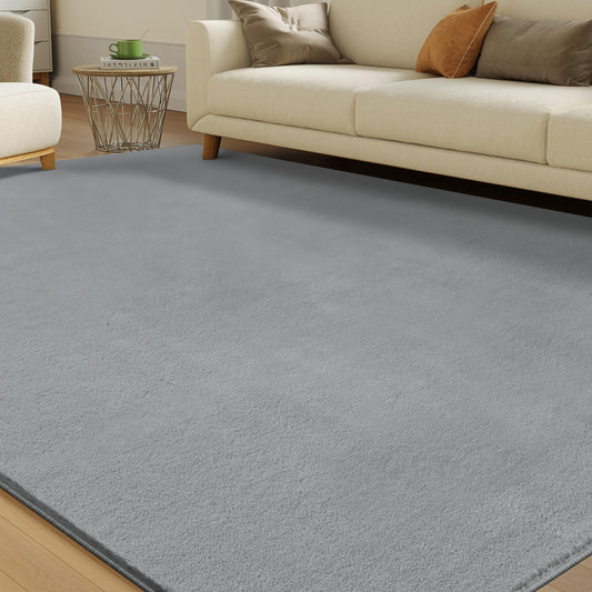 CASTLYE Solid Washable Area Rug - 3x5 Medium Pile Faux Cashmere Carpet for Living Room Bedroom, Grey