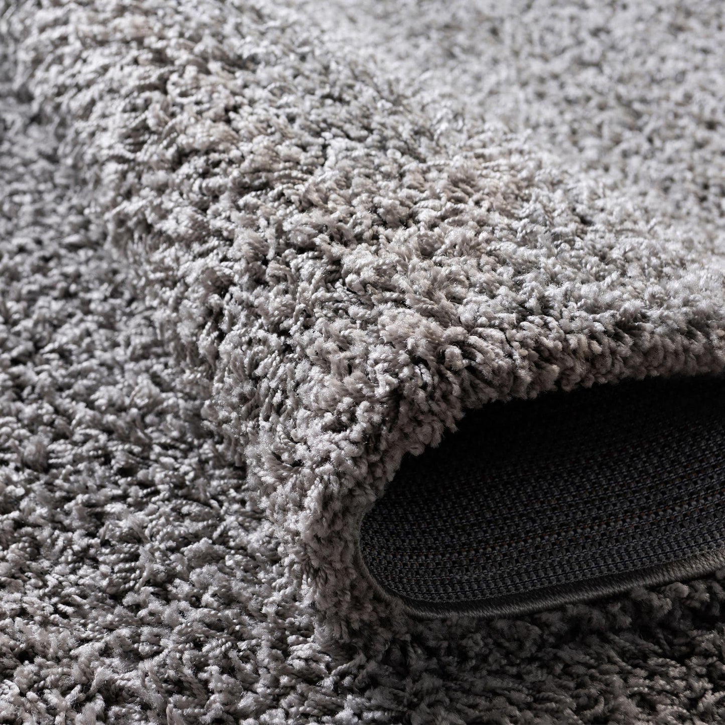 Unique Loom Solid Shag Collection Area Rug (5' 3" Round, Cloud Gray)