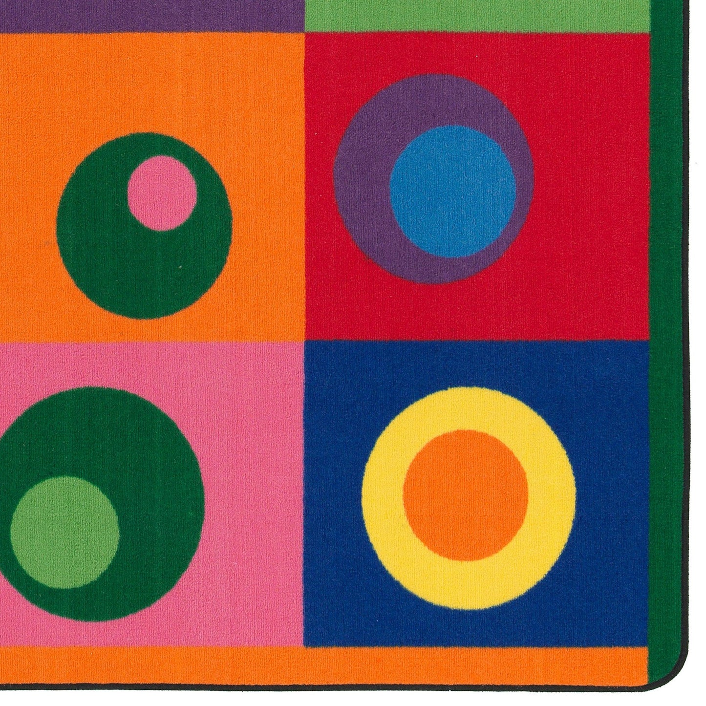 Silly Circles Colorful Abstract Children's Classroom Seating Area Rug for Preschools, Daycares, Libraries and Learning Centers for Teaching and Play, (Seats 30), 7'6" x 12' - Multicolor