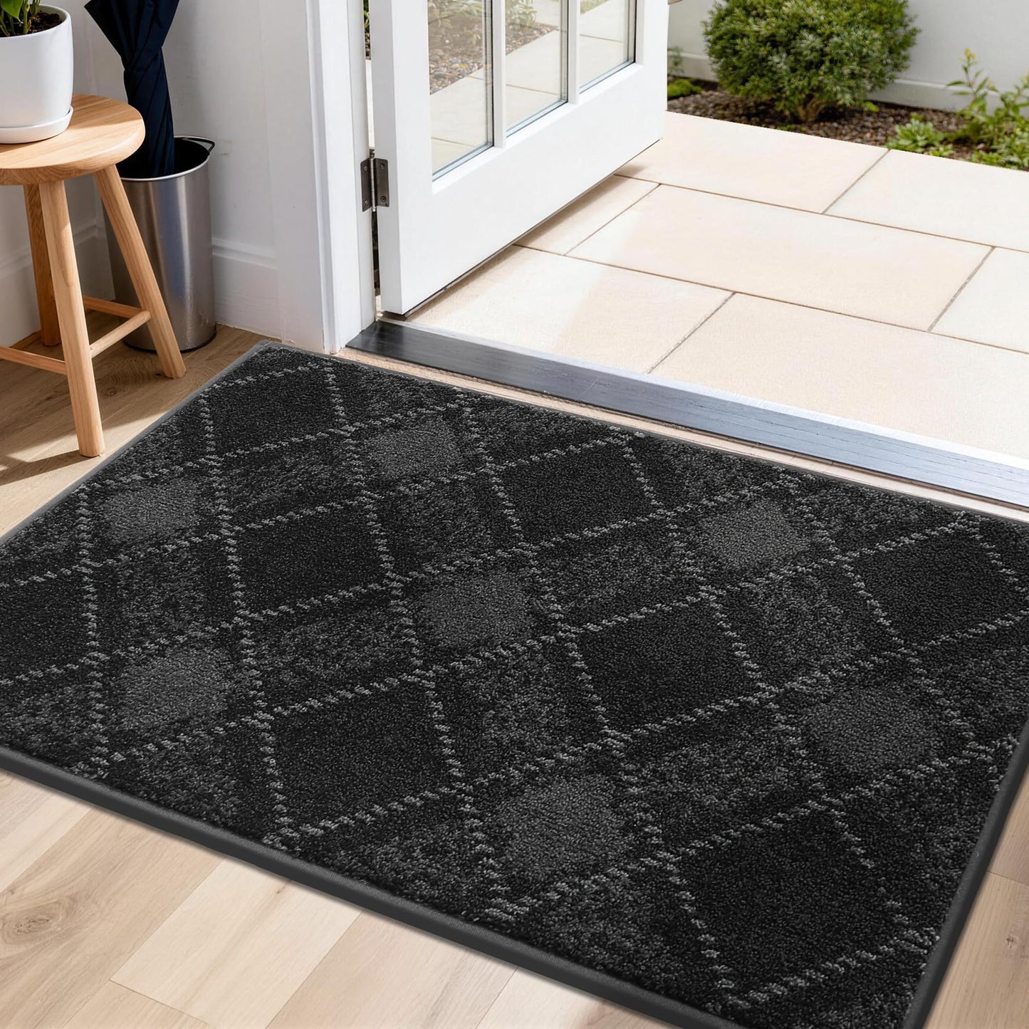 COSY HOMEER Door Mat Non-Slip, Soft Absorbent TPR Backing Doormat for Front Door Inside Entrance, Washable Low Profile Mats for Pets & Family, 20" x 32", Dark Grey