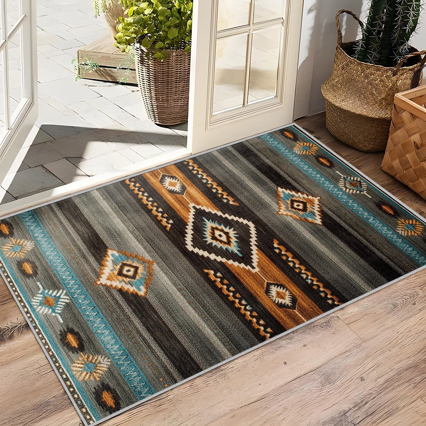 Aquailis Southwest Rugs for Living Room - 2x3 Rug, Navajo Area Rug, Aztec Tribal Washable Non Slip Soft Rugs, Indian Navajo Carpet, Native American Home Decor, Southwest Gifts for Men