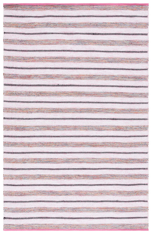 SAFAVIEH Area Rug 8x10 - Montauk Collection - Large - Pink & Ivory, Flat Weave Cotton, Farmhouse Stripe Design, Ideal for Living Room, Bedroom, Office, Dining Space (MTK702U)
