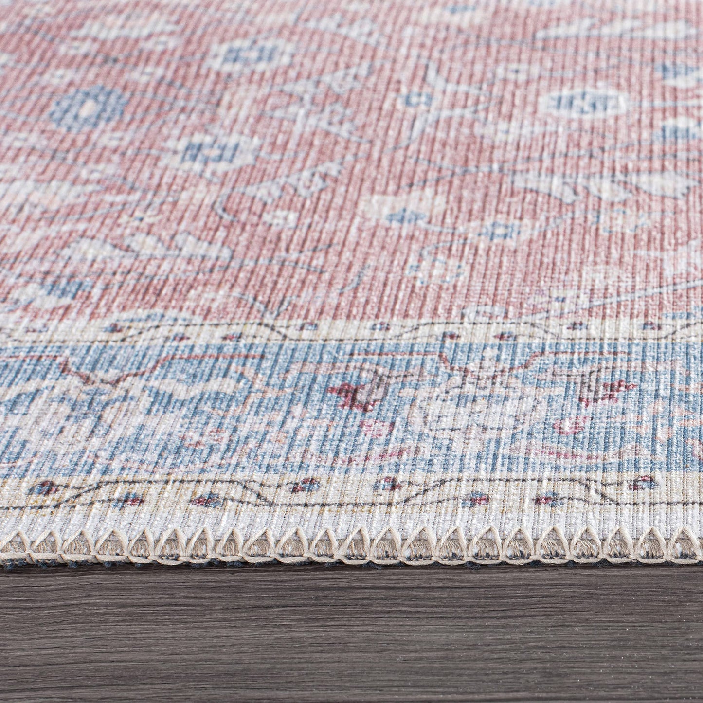Rugshop Transitional Bordered Floral Stain Resistant Flat Weave Eco Friendly Premium Recycled Machine Washable Area Rug 3'3"x5' Rust