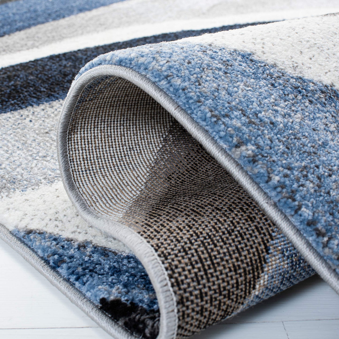 SAFAVIEH Hollywood Collection Area Rug - 9' x 12', Grey & Blue, Mid-Century Modern Design, Non-Shedding & Easy Care, Ideal for High Traffic Areas in Living Room, Bedroom (HLW766F)