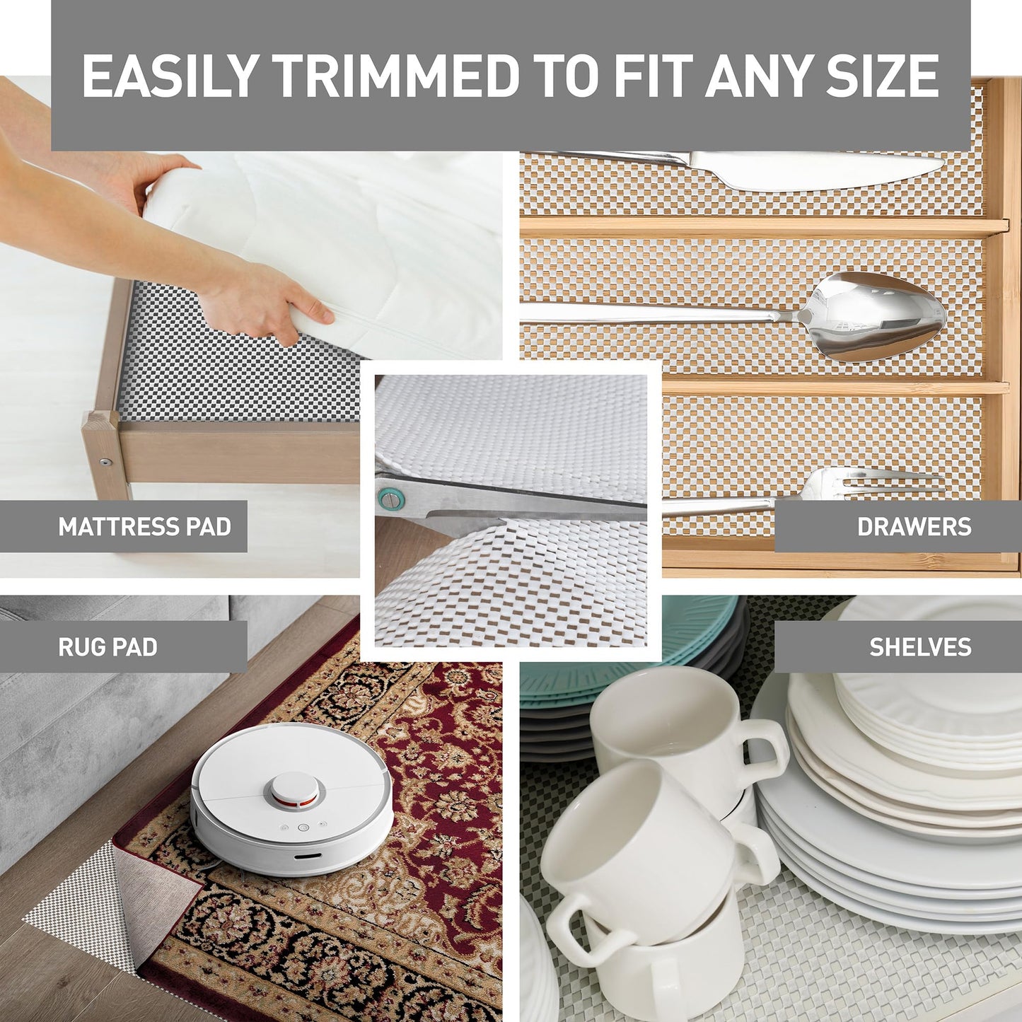 Rugshop Cushioned Extra Thick Rug Pad Gripper for Hardwood Floors, Under Carpet Anti Skid Pad, Non Slip Rug Pads for Area Rugs 2'5" x 9' Cream
