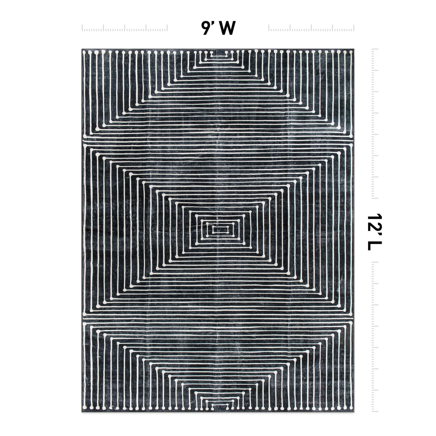 Rugshop Marbella Bohemian Stripes Washable Non Slip Area Rug 9'x12' Black