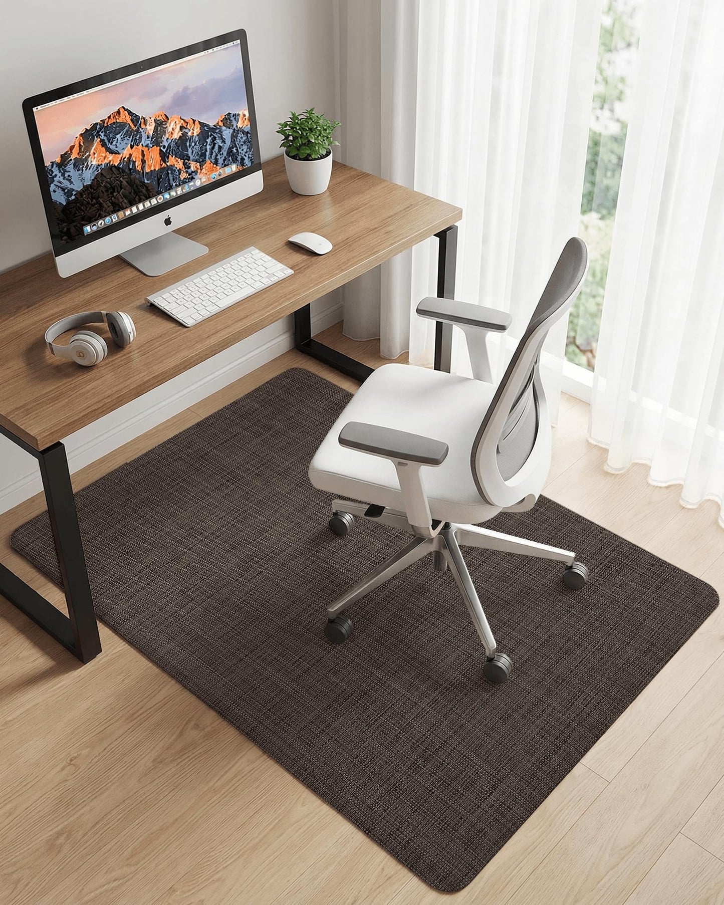 Carvapet Office Chair Mat for Hardwood Floor, 36x48 Inch Heavy Duty Floor Protector, Non Slip Desk Chair Mat for Rolling Computer Gaming Chairs, Easy to Clean Dark Brown