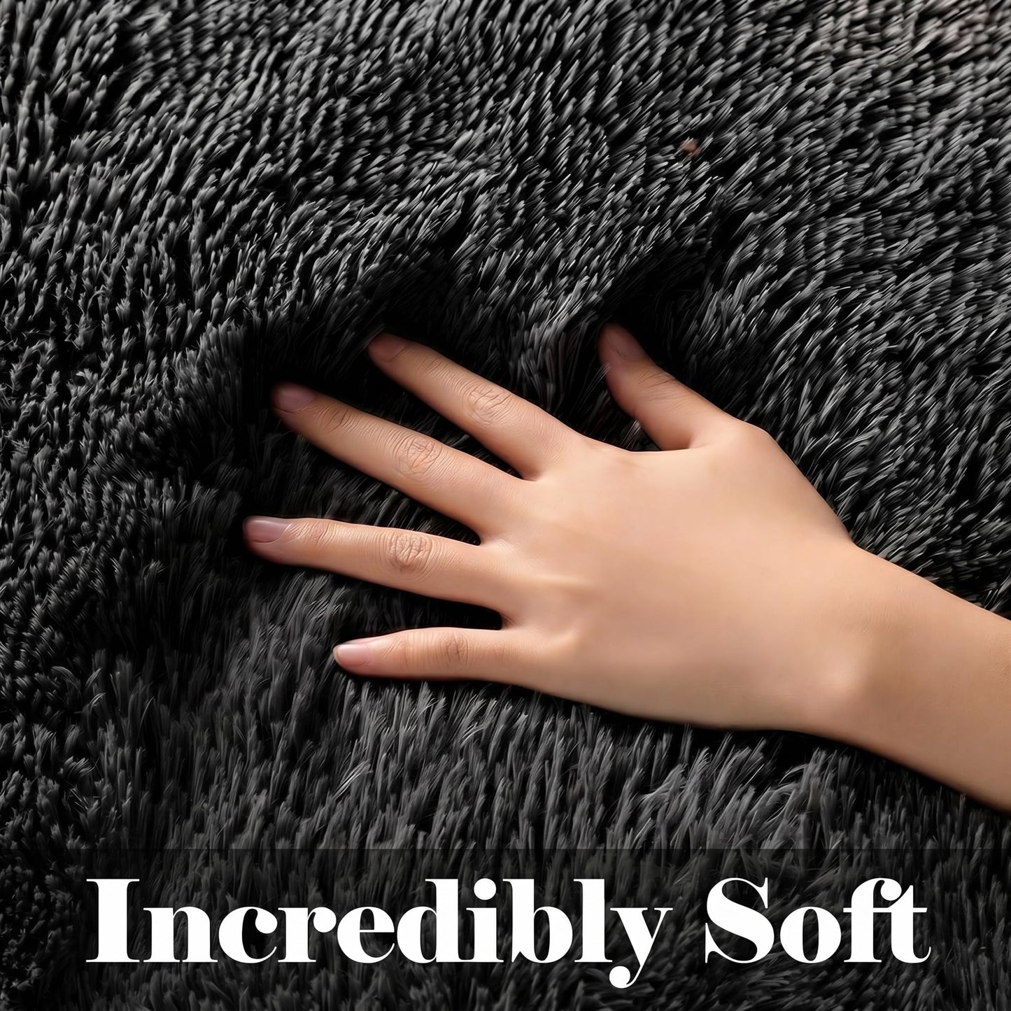 ONASAR Black Runner Rugs for Bedroom Living Room, 2x6 Bedside Fluffy Area Rug, Indoor Ultra Soft Plush Shaggy Furry Floor Throw Carpet for Hallway Nursery Kids Boys Girls Dorm Closet Home Decor
