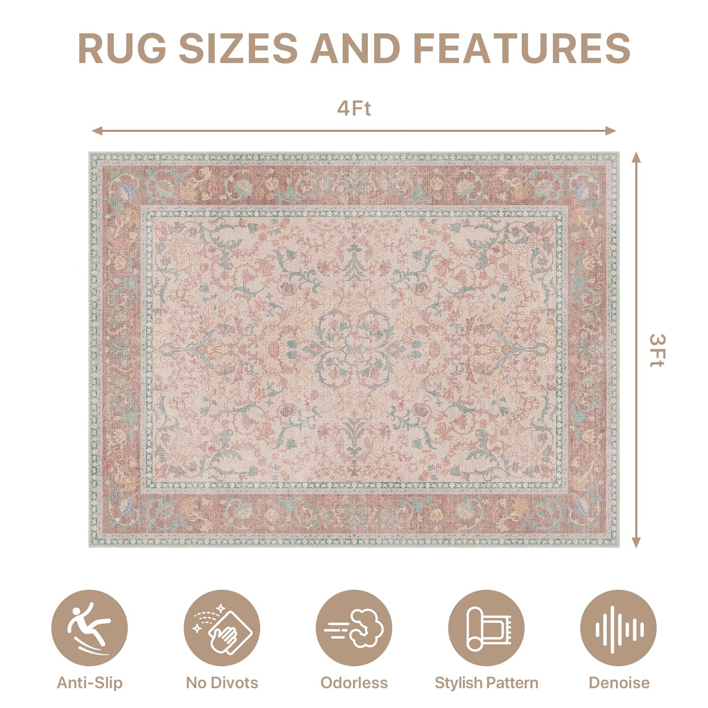 36"x48" Office Chair Mat for Hardwood Tile Floor, Under Desk Carpet Protector for Rolling Computer Chair Mat, Machine Washable Area Rug, Anti-Slip 1/5" Thick Low Pile Thin Vinyl Floor Mat, Pink