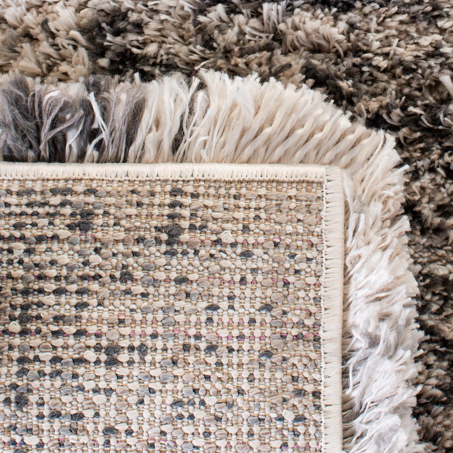 SAFAVIEH Iceland Shag Collection Area Rug - 9' x 12', Cream & Grey, Modern Design, Easy Care, 2.5-inch Thick Ideal for High Traffic Areas in Living Room, Bedroom (ISG519A)