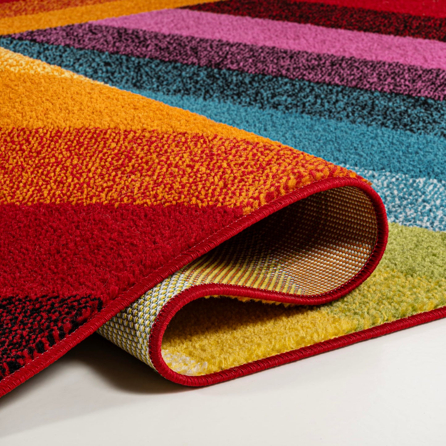 JONATHAN Y Retro Rainbow Stripe Multi Indoor Area Rug 8x10, Contemporary, Casual, Coastal, Easy-Cleaning for Living Room, Bedroom, Kitchen, Pet Friendly, Non-Shedding (DZC102A-8)