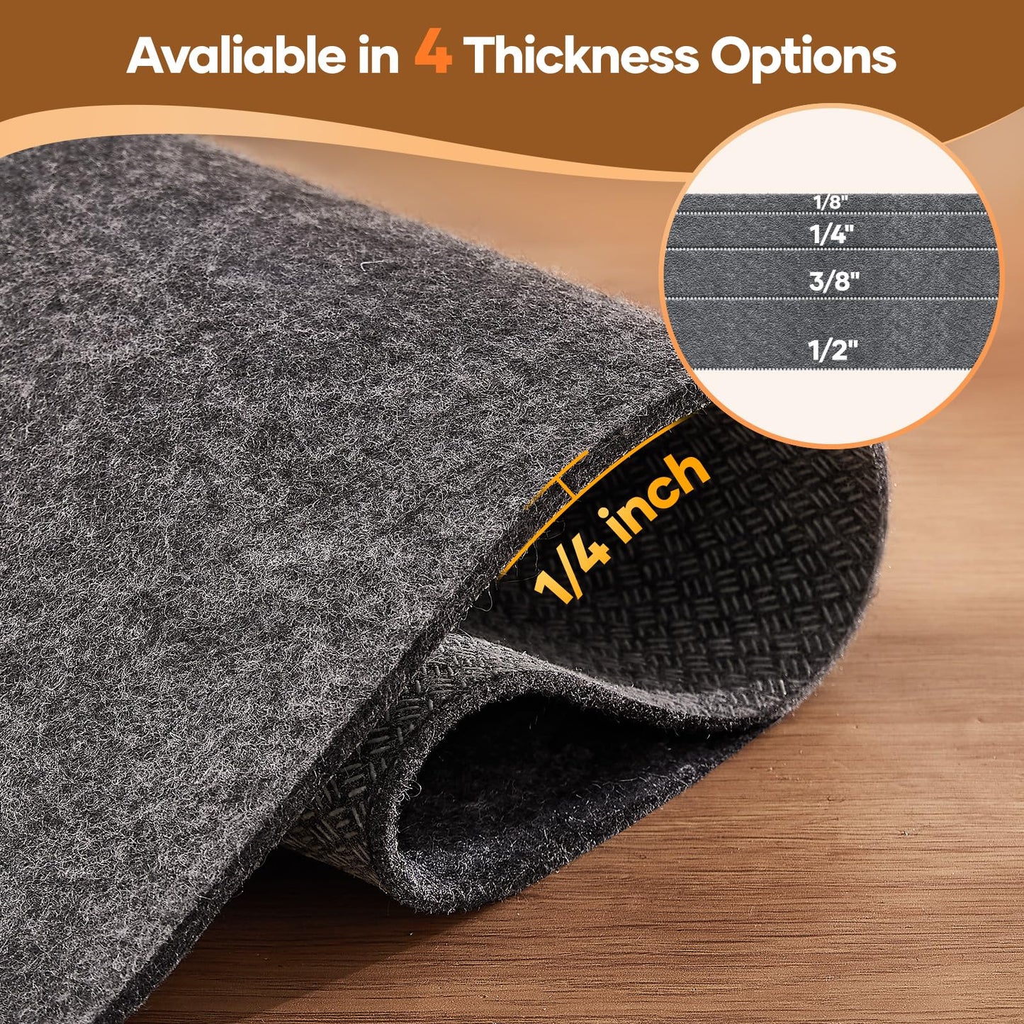 Veken Non Slip Cushioned Rug Pad Gripper 9 x 12 Ft, Felt and Silicone Backing, 1/4 inch Thick Carpet Liner for Hardwood Floors and Finishes, Under Area Rugs Anti Skid Mat, Keep Rugs Safe and in Place