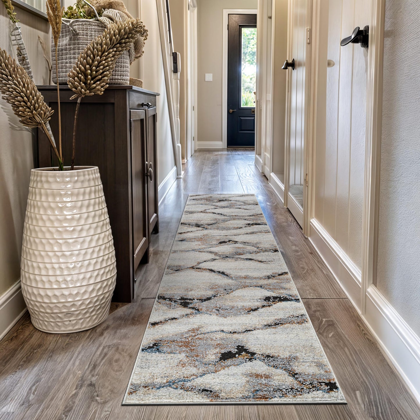 Rugshop Contemporary Gray Striated Area Rug Durable, Kid & Pet Friendly 2' 3" x 8' Runner Ideal for Hallway, Kitchen, Entryway, or Behind The Sofa