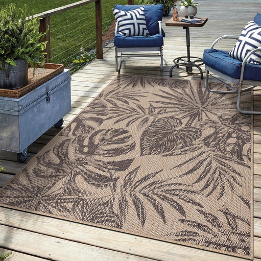 Keen Home Design Terrace Outdoor Area Rug - 5x8 Washable Indoor/Outdoor Rug for Patio, Kitchen, Balcony, Beach, Garden, Deck and Porch, Size: 5'3"x7'7"