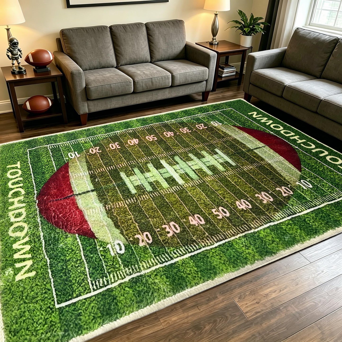 dovfa Ultra-Soft Football Rug for Boys Room Decor, Premium Sports Rugs for Bedroom, Faux Wool Non-Slip Washable Carpet for Kids Playroom, Game Room, Living Room and Man Cave, 3'x5'