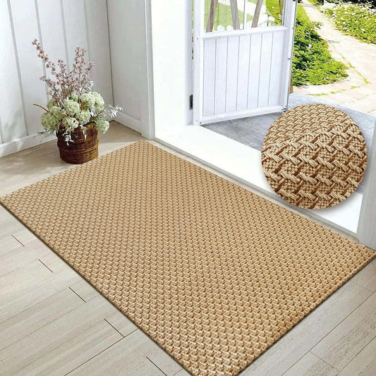 HAPACE Braided Rug Faux Jute Entryway Rug 2' x 3' Non-Slip Backing Machine Washable Natural Boho Stain-Resistant Area Rugs for Bathroom, Living Room, Doormat, Farmhouse, Laundry, Kitchen Light Brown