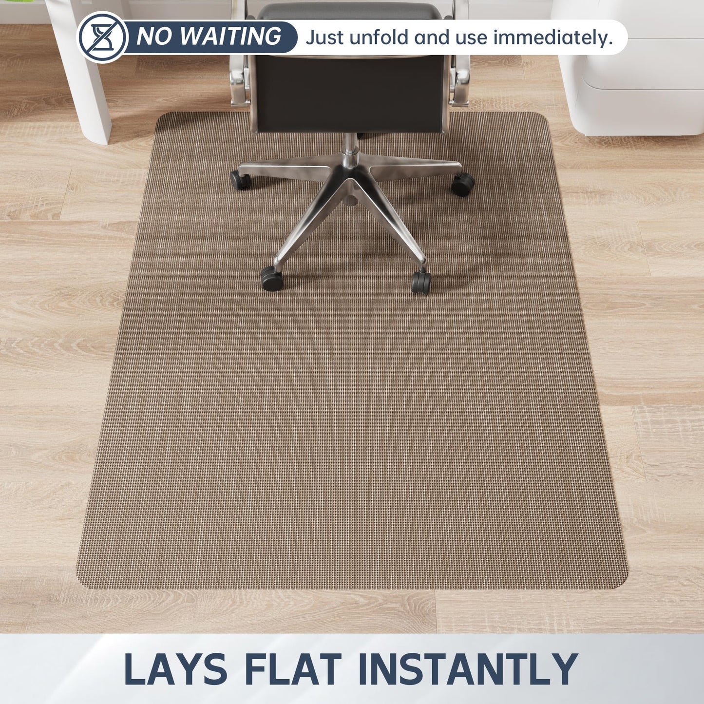 Futurwit Office Chair Mat for Hardwood Floor, 48" x 36" Desk Computer Chair Mats for Hard Wood, Anti-Slip Easy Glide Rolling Floor Protector Mat, Under Desk Mat for Home Office, Dark Brown