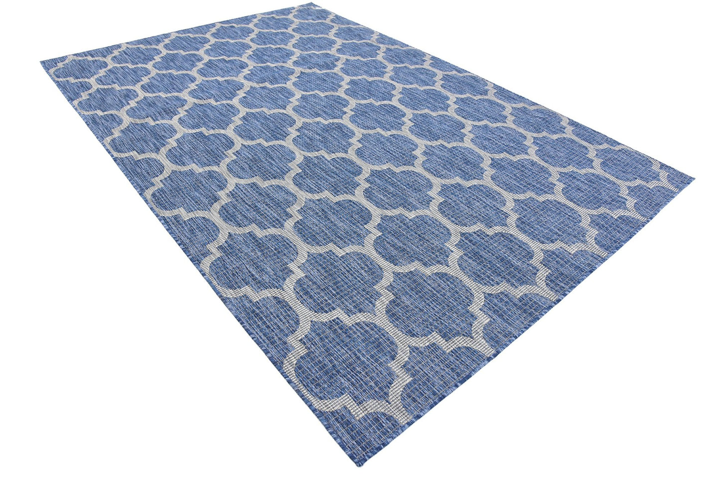 Unique Loom Outdoor Trellis Collection Area Rug (6' 1" x 9' Rectangle, Navy Blue/ Ivory)