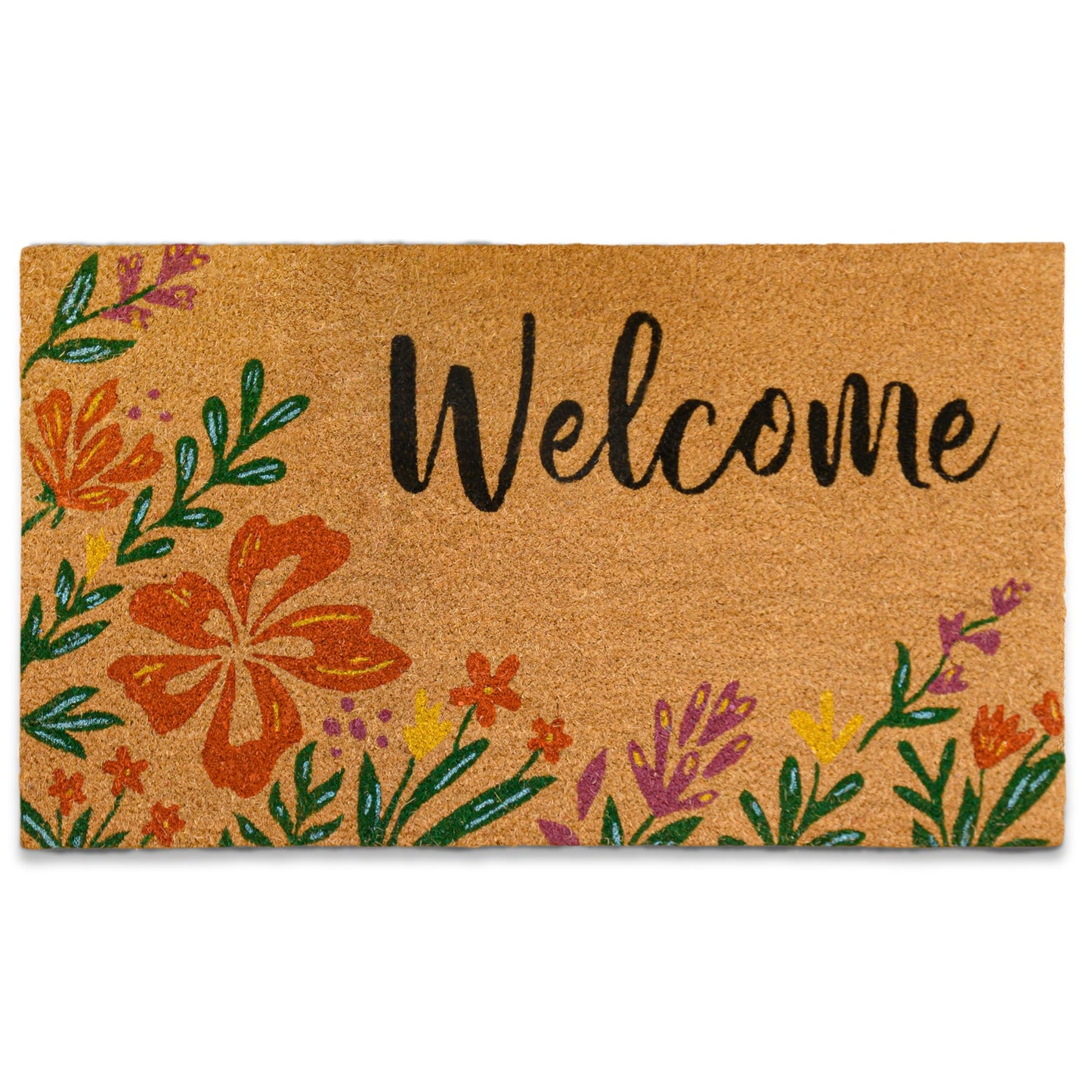 MAINEVENT Flower Door Mat 30x17 Inch, Spring Doormat for Front Door, Summer Door Mat for Covered Outdoor Areas, w/Non-Slip PVC Backing