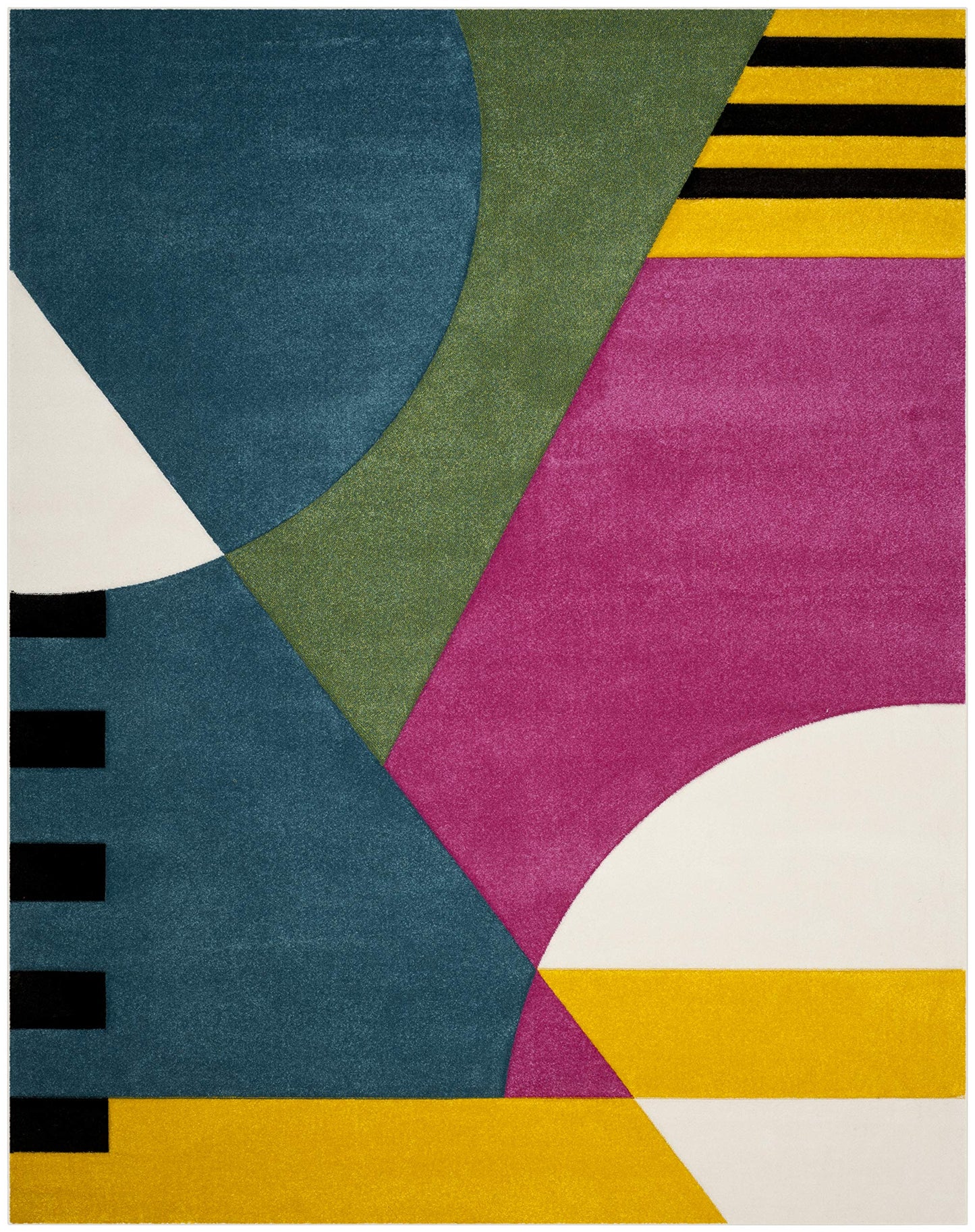 SAFAVIEH Area Rug 8x10 - Hollywood Collection - Large - Peacock Blue & Fuchsia, Mid-Century Modern Design, Non-Shedding & Easy Cleaning, Ideal for Living Room, Bedroom, Office, Dining Space (HLW706C)