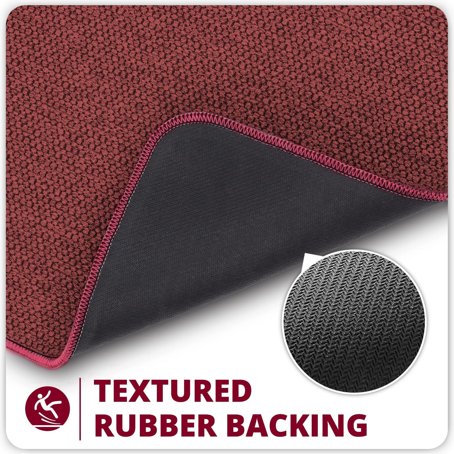 Bosap Bath Mat,Ultra Thin Bathroom Runner Rugs,Large Bath Mats for Bathroom,Quick Dry,Non-Slip,Machine Washable,Low Pile,Bath Rug,Shower Outside,Sink,Home Decor Accessories.Red,（17x35inch）