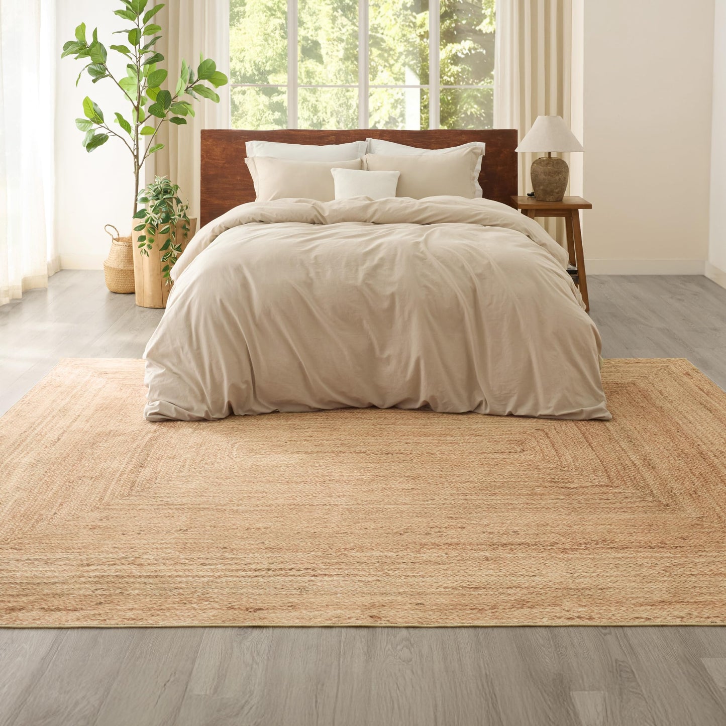 Bedsure 5x7 Printed Jute-Look Rug for Living Room, Machine Washable Rugs, Jute-Look Rug, Non-Slip Backing, Non-Shedding