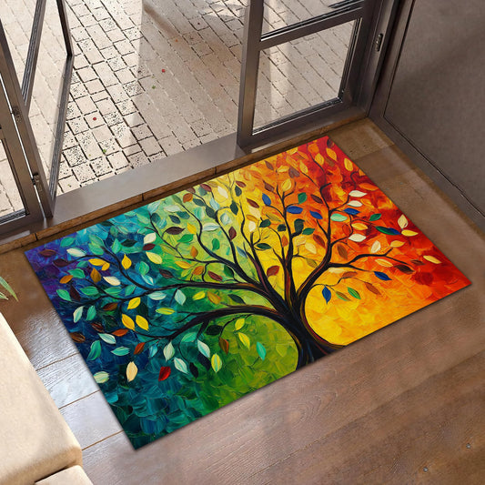 Tree of Life Welcome Mat,Colorful Tree Indoor Rugs for Entryway,Anti-Slip Low Profile Doormats Porch Mats for Front Door Stairway Rug Living Room Floor Mat 30 x 17 Inch