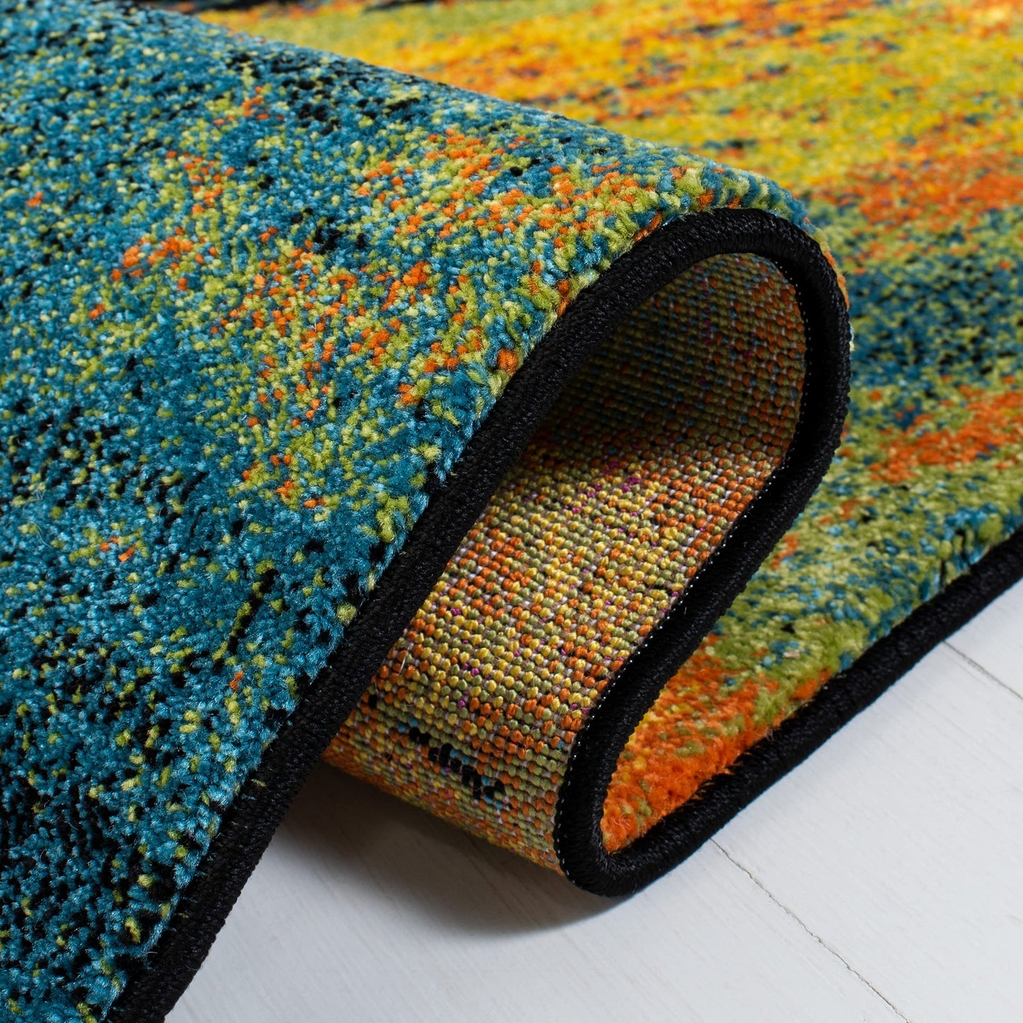 SAFAVIEH Galaxy Collection Area Rug - 5'3" x 7'6", Blue & Yellow, Modern Abstract Design, Non-Shedding & Easy Care, Ideal for High Traffic Areas in Living Room, Bedroom (GAL117L)
