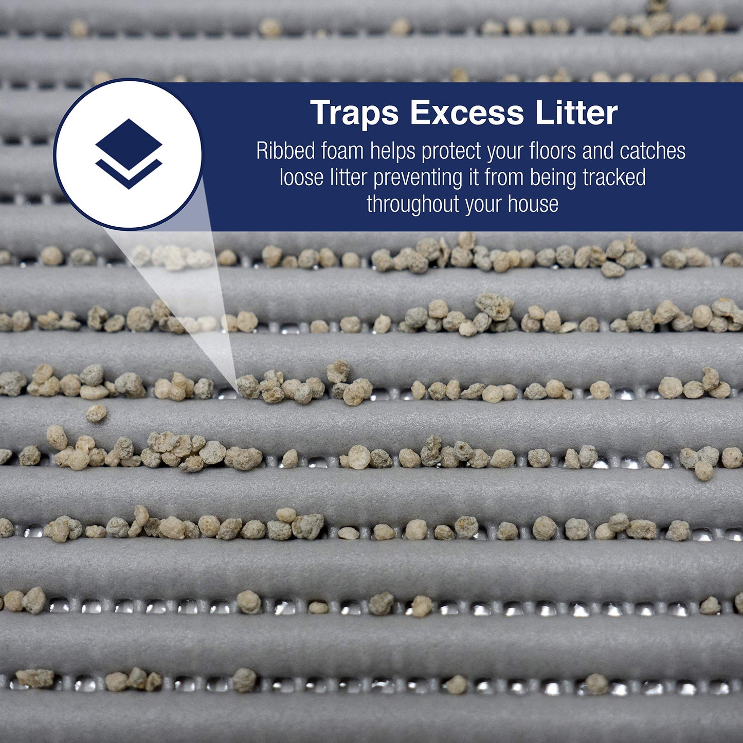 Fresh Kitty Durable XL Jumbo Foam Litter Mat – Phthalate and BPA Free, Water Resistant, Traps Litter from Box, Scatter Control, Easy Clean Mats – Gray, Model Number: 9051
