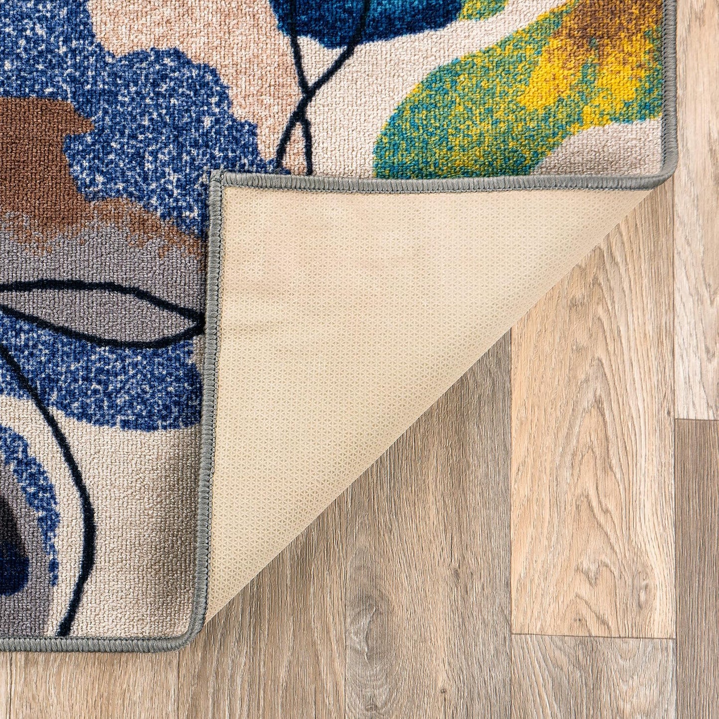 Rugshop Cream Bright Flowers Non Slip Non-Shedding Round Area Rug for Living Room, Dining Room and Bedroom, 8'