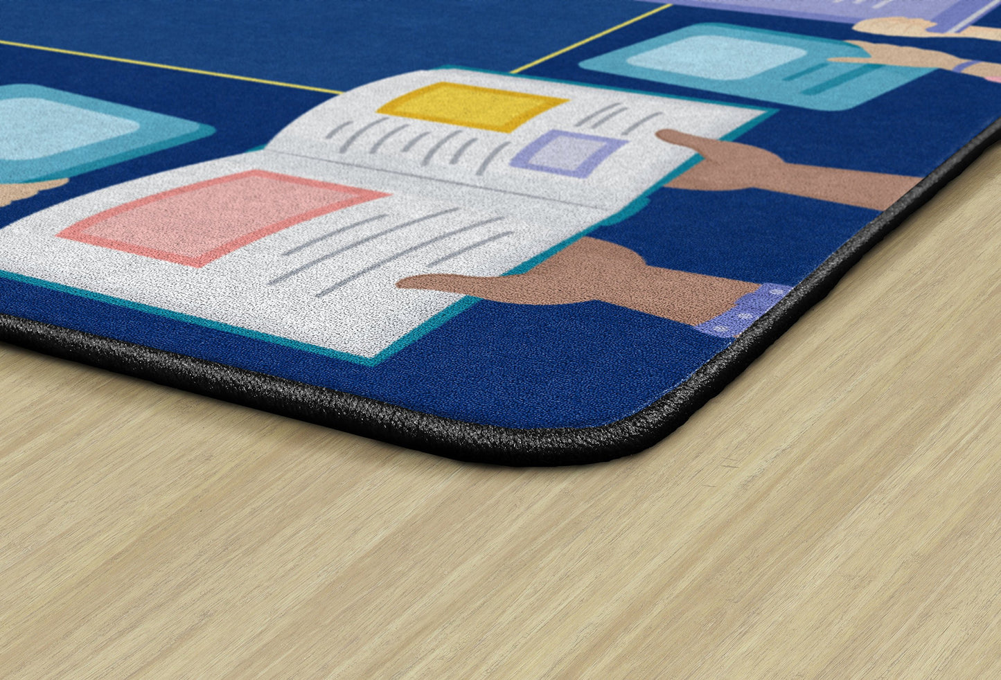 Flagship Carpets Book Border Multicolor Children's Educational Rug for Classroom Reading Area or at Home Activity and Learning Space, 7'6" x 12', Rectangle