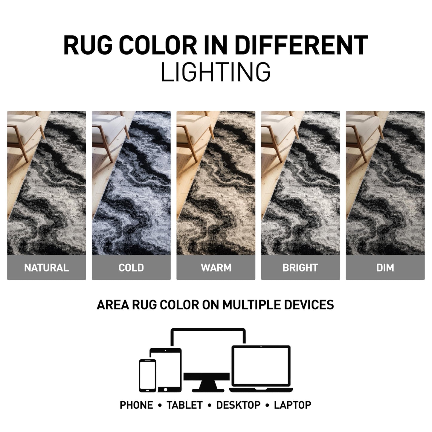 Rugshop Modern Contrast Indoor Area Rug for Entryway,Bedroom,Kitchen Rug Low Pile Rug with Jute Backing 4' x 6' Black