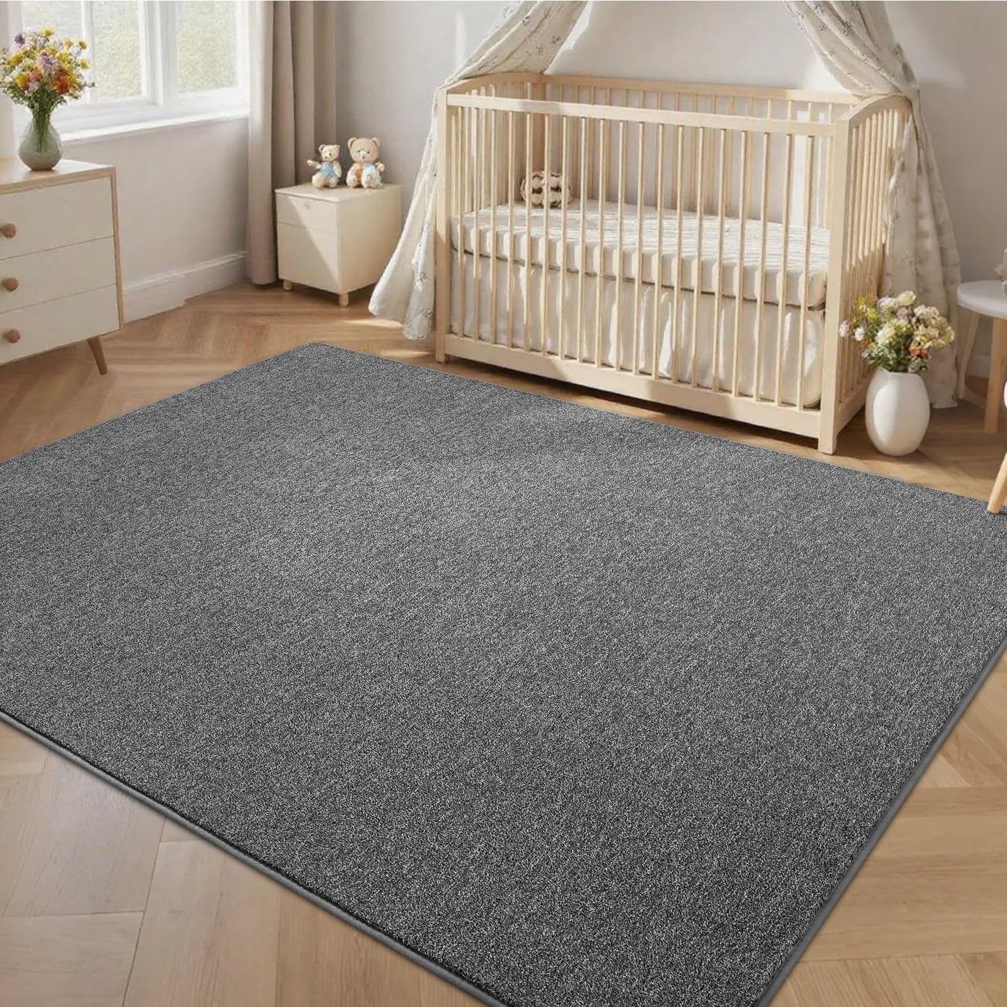 FALARK 4x6 Area Rugs for Bedroom Living Room, Dark Grey Soft Low-Pile Modern Indoor Thickened Memory Foam Non-Slip Washable Carpets for Kids Dorm Home Decor Rug