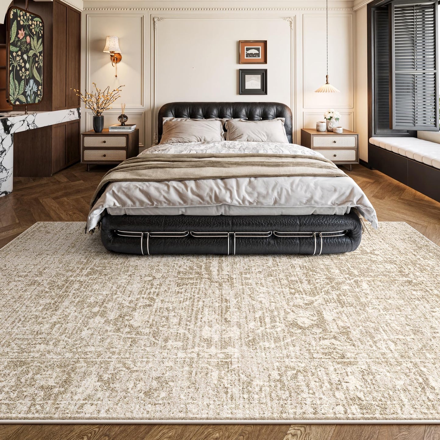 RUGIXE 5×7 Rug Foldable Machine Washable Living Room Area Rug, Machine Washable Anti-Slip Retro Rug, Low-Density Lightweight Chenille Printed Rug, Bedroom, Dining Room，Rugs for Living Room