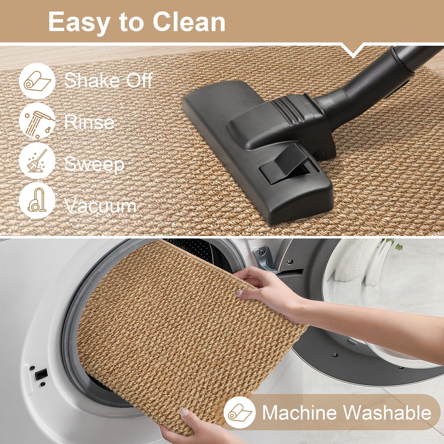 Door Mat,16" x 24",Dirt Trapper Washable Doormats, Dirt Resistant and Absorbent Floor Mats,Non-Slip Floor Mat,Low Profile Front Door Mat for Front Back and Entryway Brwon