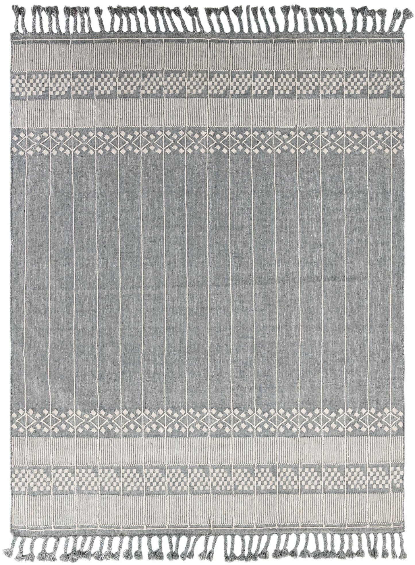 Rugs.com - Eco Bohemian Indoor Outdoor Rug – 9' x 12' Cool Gray Easy-Clean Rug – Sustainable Recycled Material for Patios, Decks, and Porches