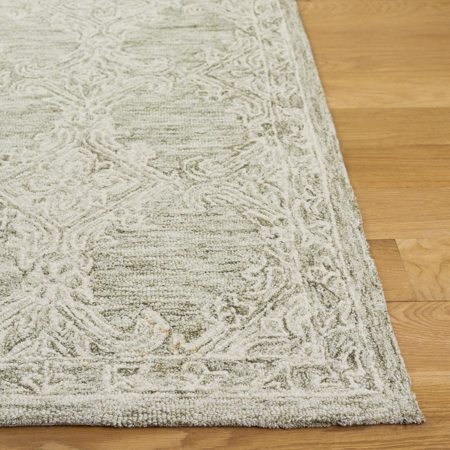 SAFAVIEH Abstract Collection Runner Rug - 2'3" x 8', Green & Ivory, Handmade Wool, Ideal for Hallway, Foyer, Entryway, Bedroom (ABT561Y)