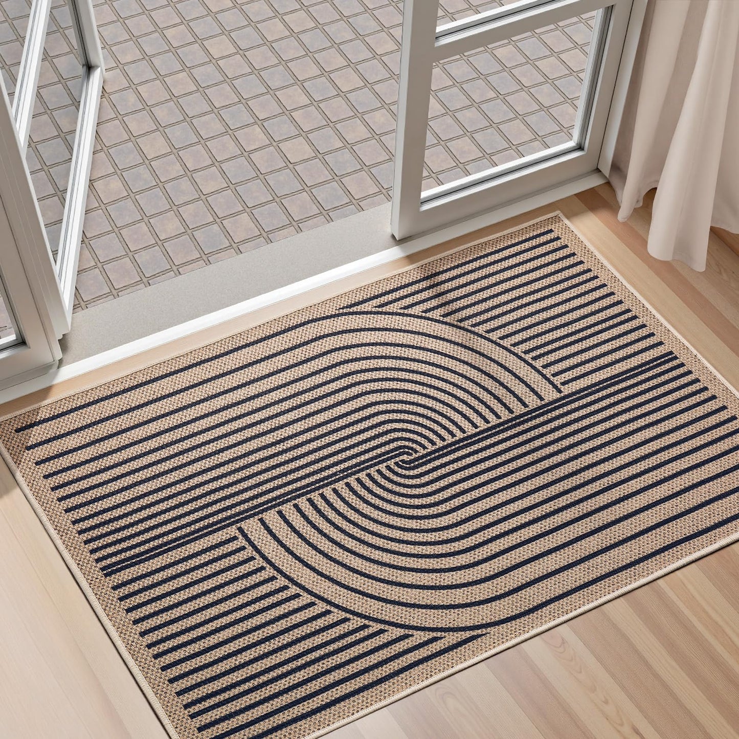 EDIMENS Rainbow Easy Jute Rug Entryway Rug, 2x3 Front Door Mat Small Entryway Non-Slip Washable Area Rug, Farmhouse Low Pile Indoor Outdoor Doormat for Entrance Entry Porch Doorway