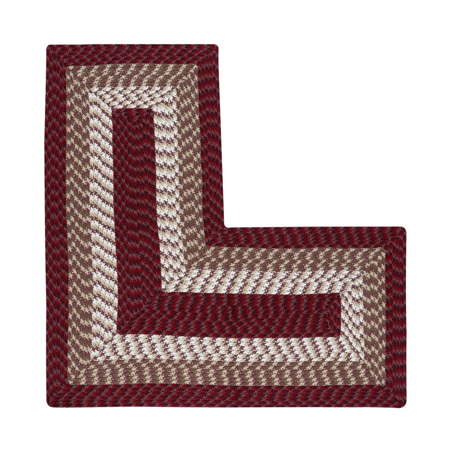 Better Trends Braided-Rugs, Alpine Braid Collection - Durable, Spot Clean, Reversible Indoor Utility-Rug, 100% Polypropylene-Rugs, Vibrant Color, 24" x 68" x 68" L-Shape-Rugs, Burgundy Stripe