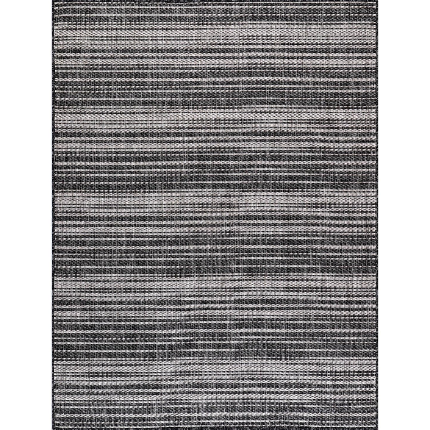 Luul Home Stripe Outdoor Rug 5x7 Washable Outside Carpet for Indoor Patio Porch Waterproof Easy Cleaning Non Shedding Area Rugs Dark Gray 5 x 7