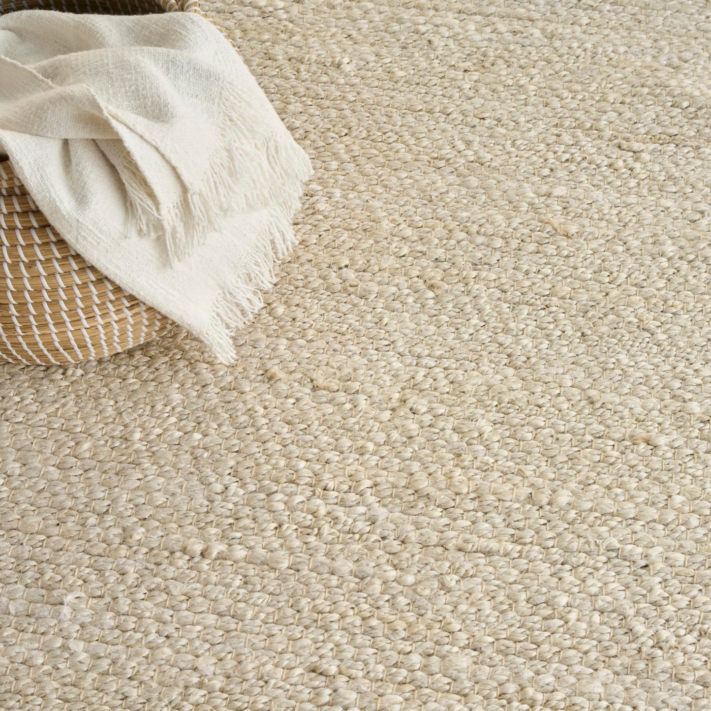 Nourison Home Natural Jute Ivory 5' x 7' Area Rug - Easy Clean, Non Shedding, Bed Room, Living Room, Dining Room, Kitchen (5' x 7')