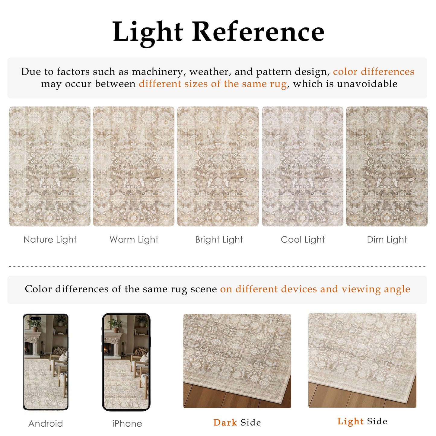 WondRg 8x10 Beige Washable Neutral Area Rug Living Room Floral Non Slip Low Pile Large Rug Vintage Traditional Stain Resistant Distressed Carpet Bedroom Dining Room Office Playroom
