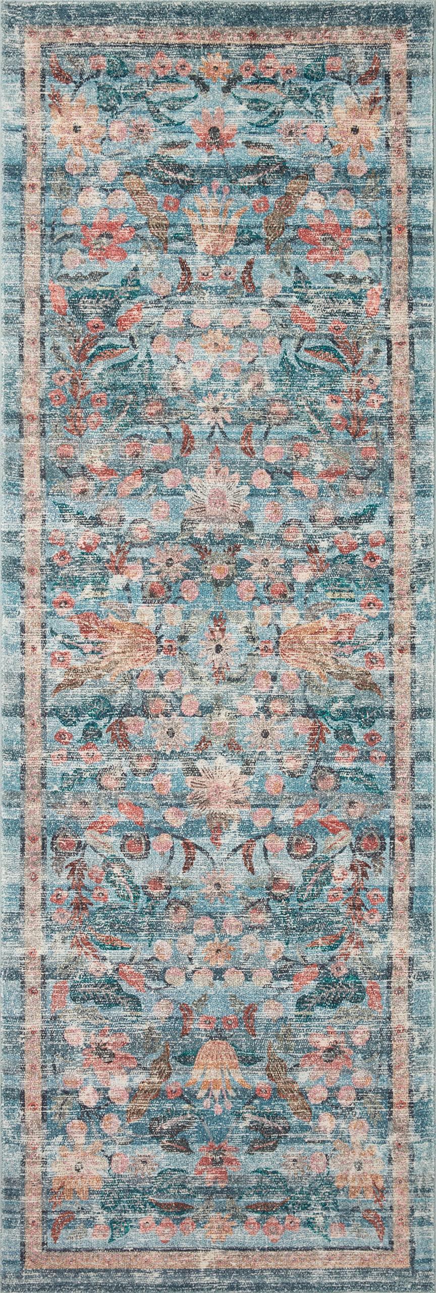 Loloi Rifle Paper Co. Courtyard Collection COU-03 Blue/Multi 7'-6" x 9'-6" Area Rug feat. CloudPile