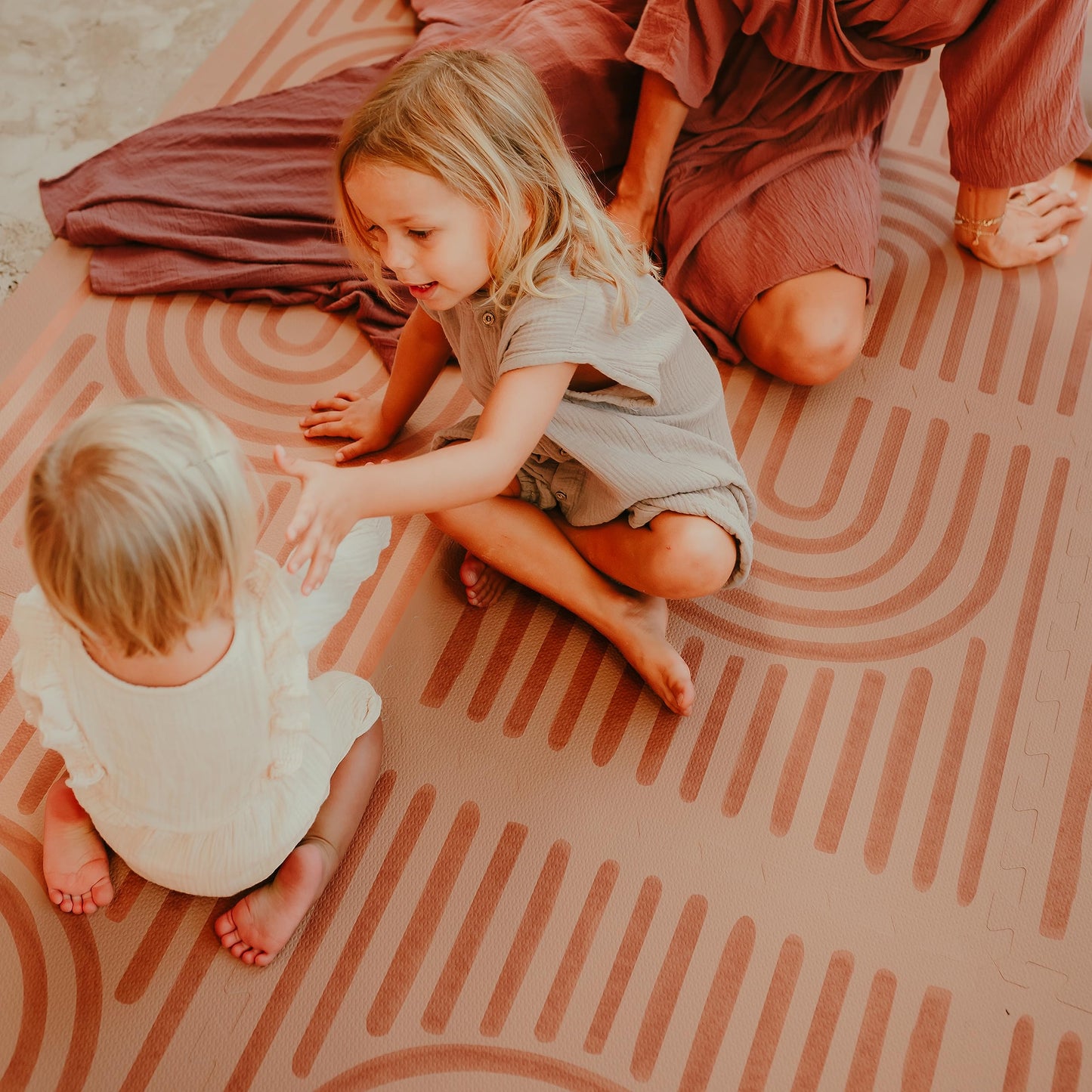 Toddlekind Playmat - Premium Foam Playmat, 4 x 6 feet, 6 Tile Extra Thick Foam Floor Puzzle Mat for Babies/Toddlers Stylish, Non-Toxic, Odorless. Perfect for Tummy Time & Play. 0m+ (Rustic Tan)