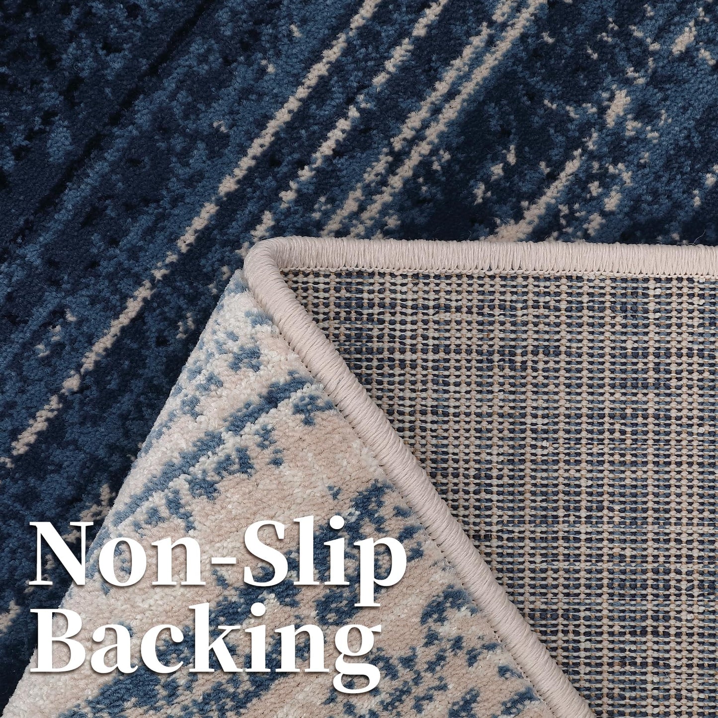 dainslef Abstract Runner Rug 2x6 Hallway Runner Rug Modern Ombre Entryway Runners Low Pile Thick Carpet Contemporary Non-Shedding Long Rugs for Bathroom Bedroom Kitchen Laundry Floor Mat Ombre Blue