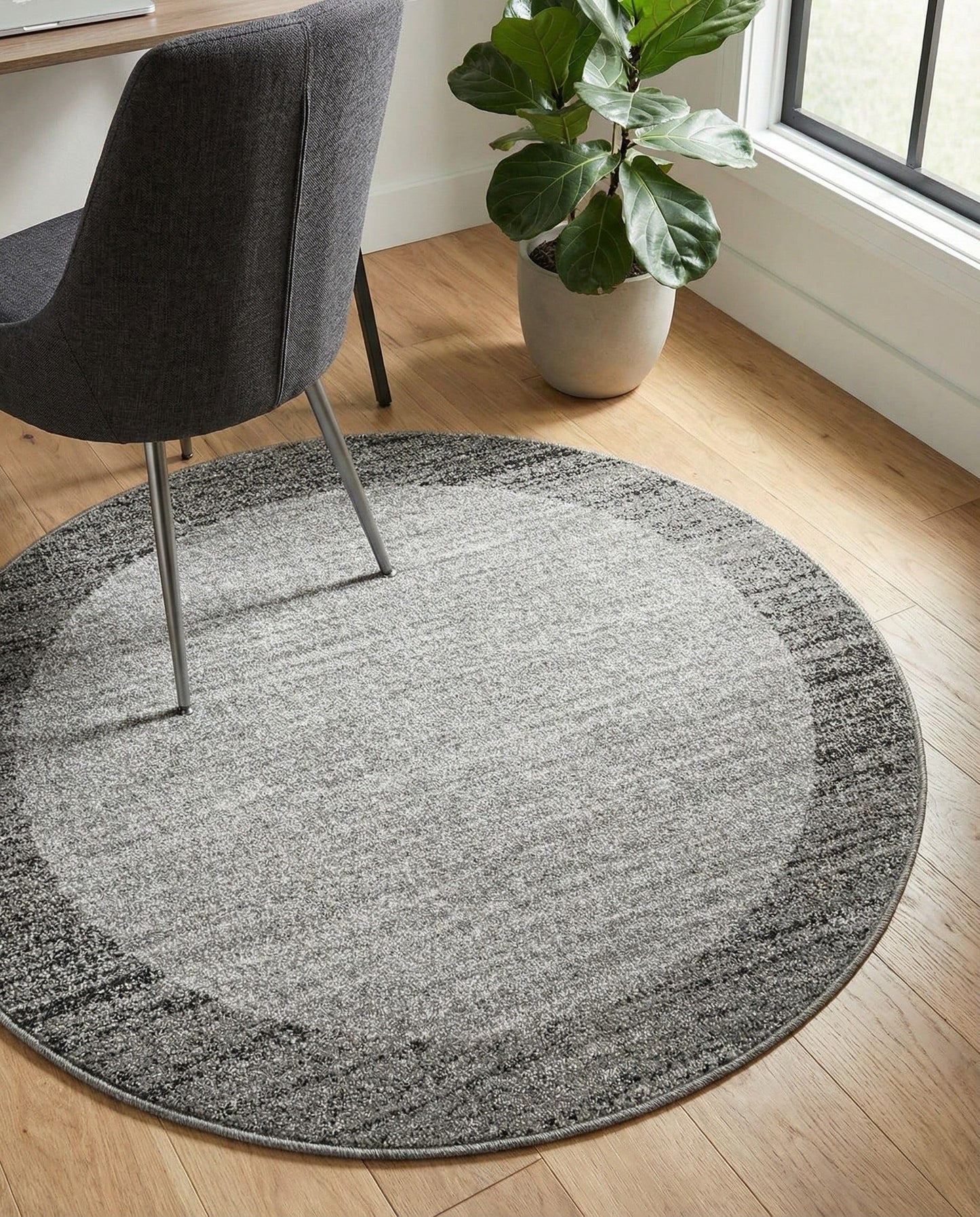 Rugs.com - Angelica Collection Rug – 4 Ft Round Light Gray Easy-Clean Rug – Perfect for Nurseries, Playrooms, and Bedrooms