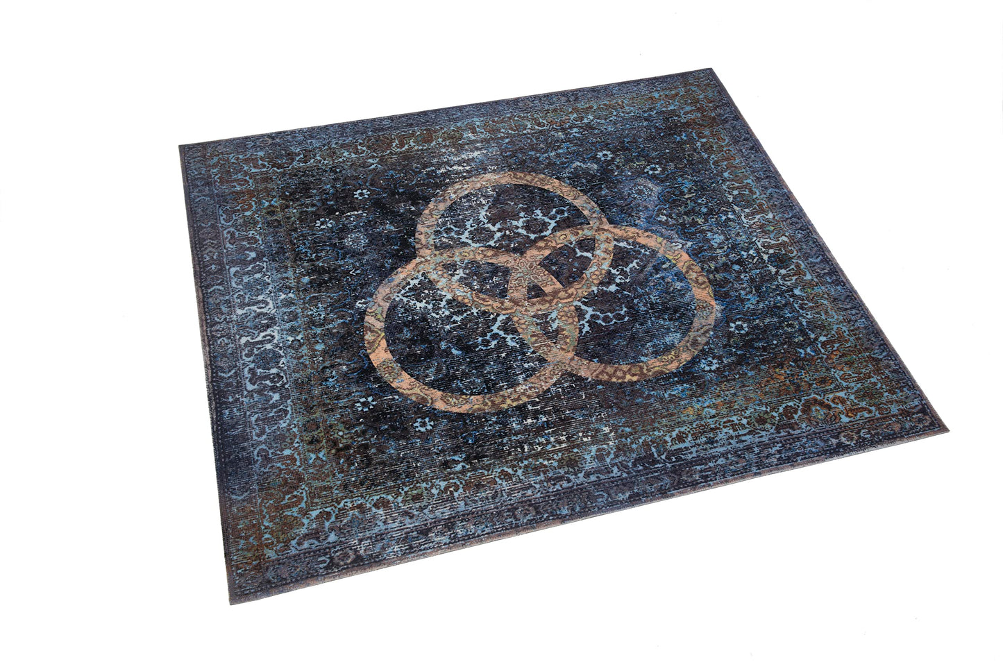 DRUMnBASE Vintage Persian Style Stage Rug | Non-Slip Waterproof Drum Mat | 6 FT x 5.25 FT Drum Carpet to Reduce Vibration for Drums, Amps, and Pedalboards | Durable Stage & Studio Mat