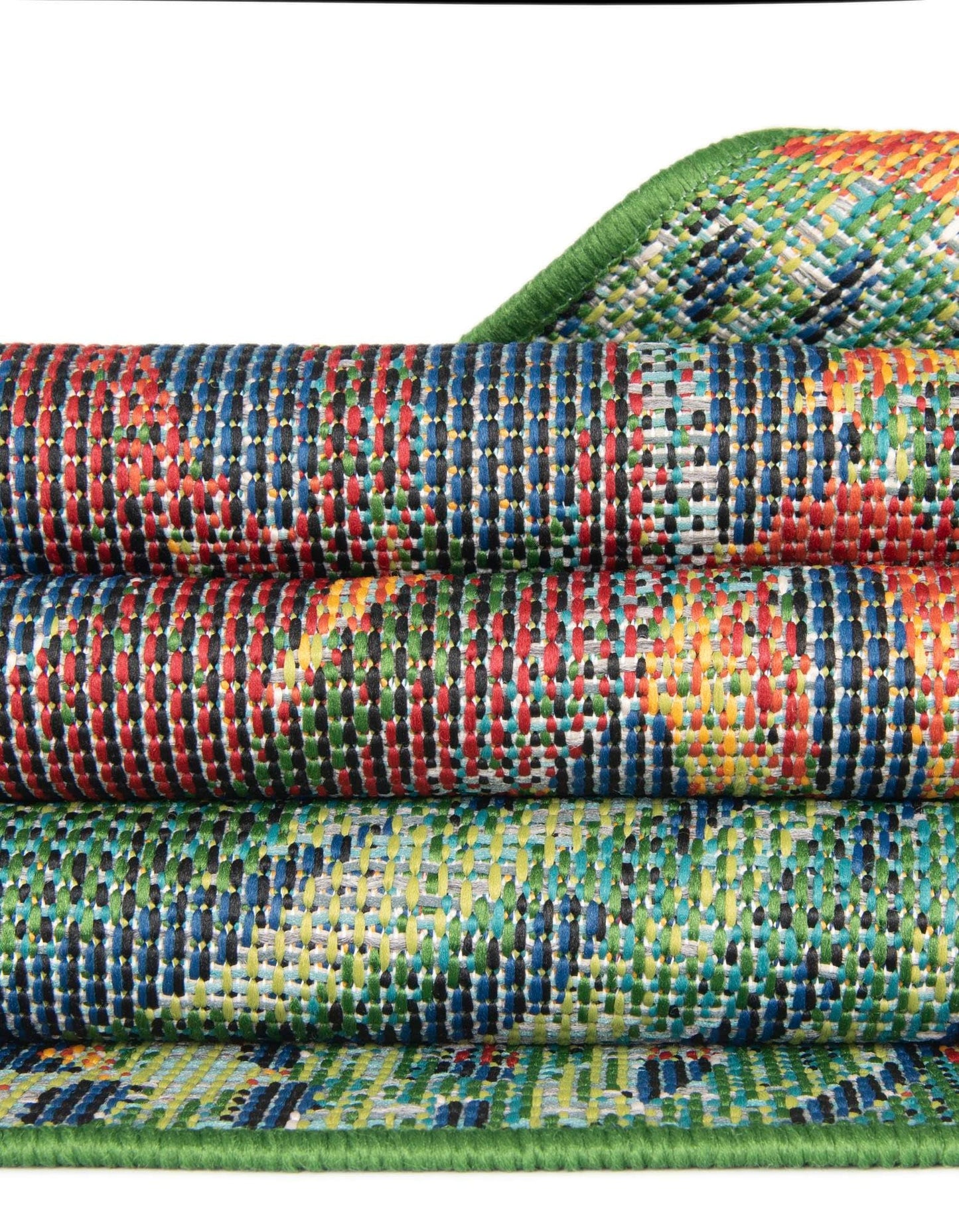 Rugs.com Baja Outdoor Collection Rug – 4 Ft Round Multi Medium-Pile Rug Perfect for Kitchens, Dining Rooms