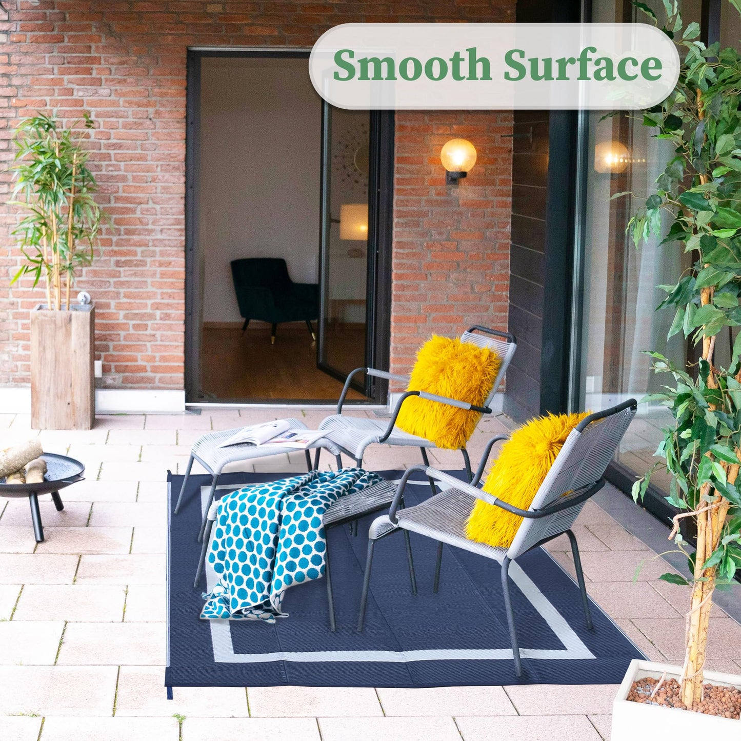 Ogrmar 5x8 FT Reversible Mats, Outdoor Rug for Patio Clearance, Waterproof Carpet, Plastic Straw Rug for Indoor Outdoor, Floor Mat&Rug for RV Porch Camping Backyard Deck Balcony Beach Trailer (Blue)